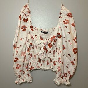 Zara Floral Smocked Crop Top - Size S